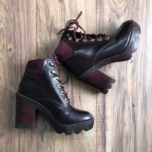 Aldo Oxblood Chunky Heel Booties